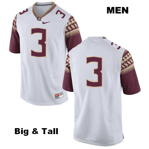 Men's NCAA Nike Florida State Seminoles #3 Cam Akers College Big & Tall No Name White Stitched Authentic Football Jersey CVC5469JP